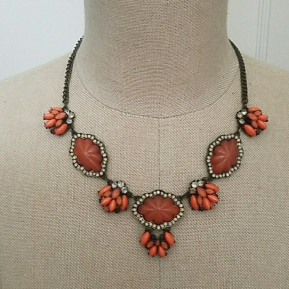 Peach & Bronze Statement Necklace - Picture 1 of 7